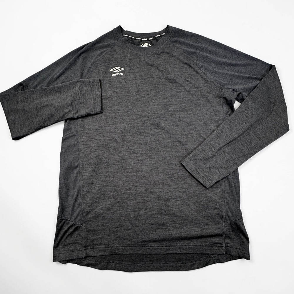 Umbro Shirt Mens Large Charcoal Long Sleeve Soccer Training Performance Stretch